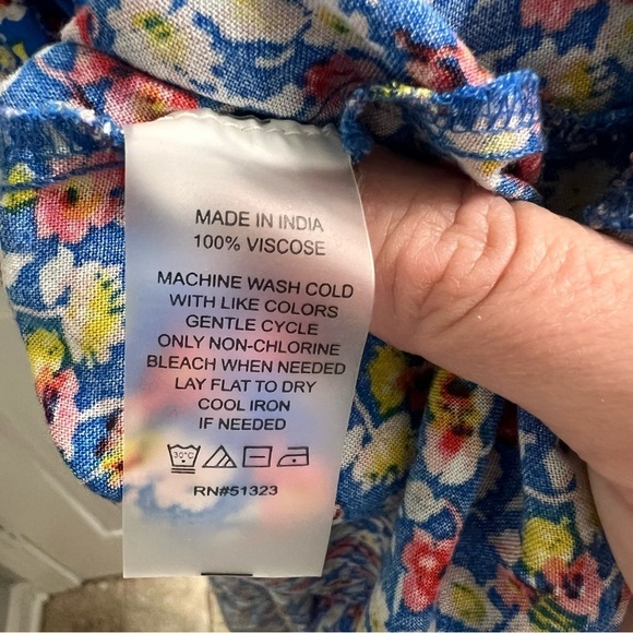 Vince Camuto Blue Floral Sleeveless Maxi Dress Size Medium Side Slits Cobalt - Picture 11 of 13